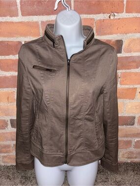Vintage Y2K Express Tan Brown Zipper Utility Jacket